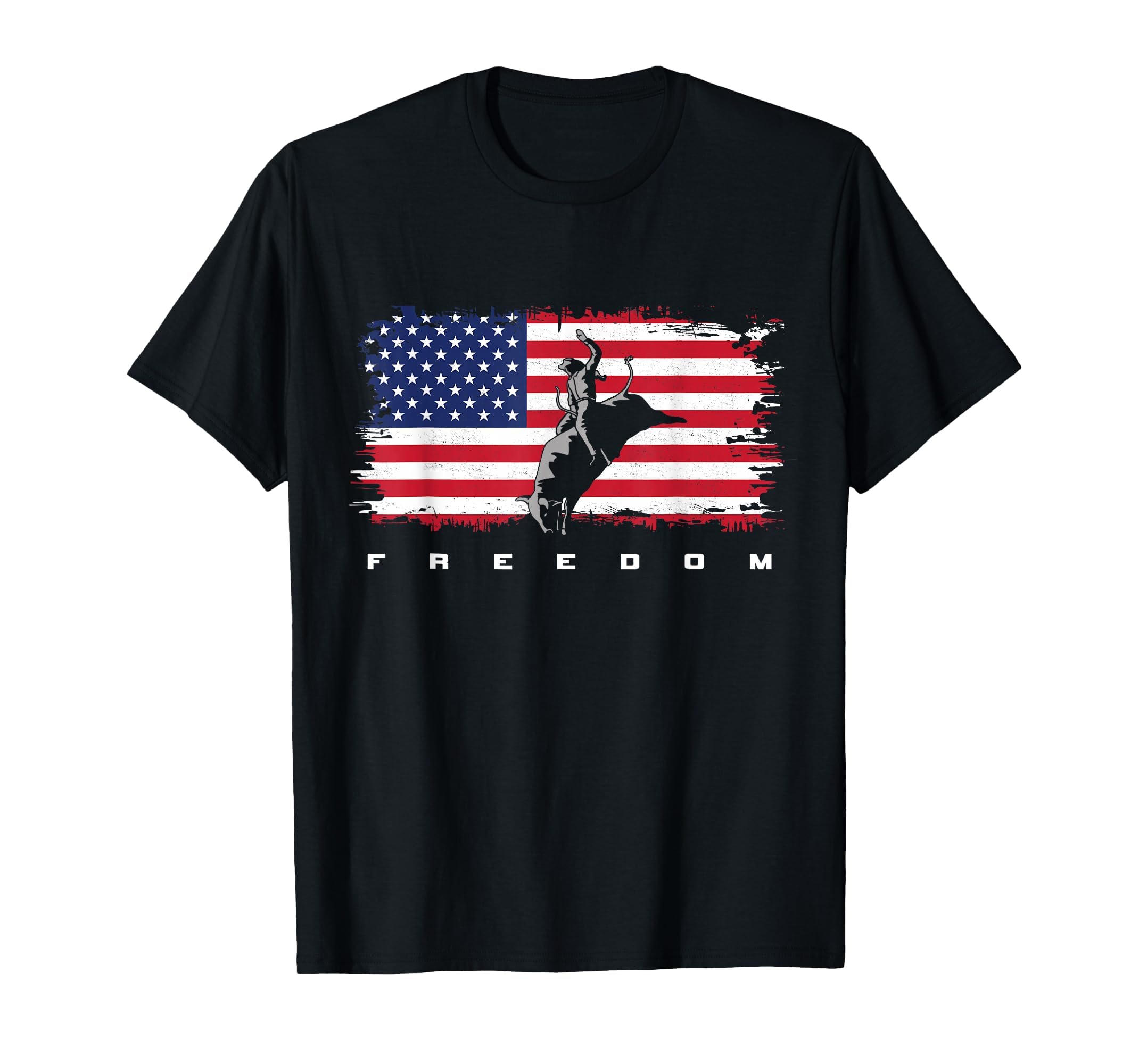 American Flag Bull Riding Apparel - Rodeo T-Shirt