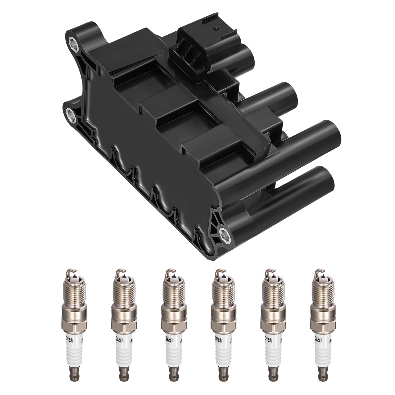 1-Pack DG485 Ignition Coils & 6-Pack 3689 Spark Plugs Compatible with Ford Taurus 2001-2006 Ranger 2001-2004, Compatible with Mazda B3000 2001 & Sable 2001 2003-2005, 3.0L V6 - Replaces FD498 DG485 +3689