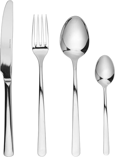 Salter BW10866 Kendal 16 Piece Cutlery Set, Tableware Service for 4 People, Stainless Steel, Mirror Polished Finish, Including Forks/Knives/Teaspoons/Tablespoons, Dishwasher Safe, 25 Year Guarantee