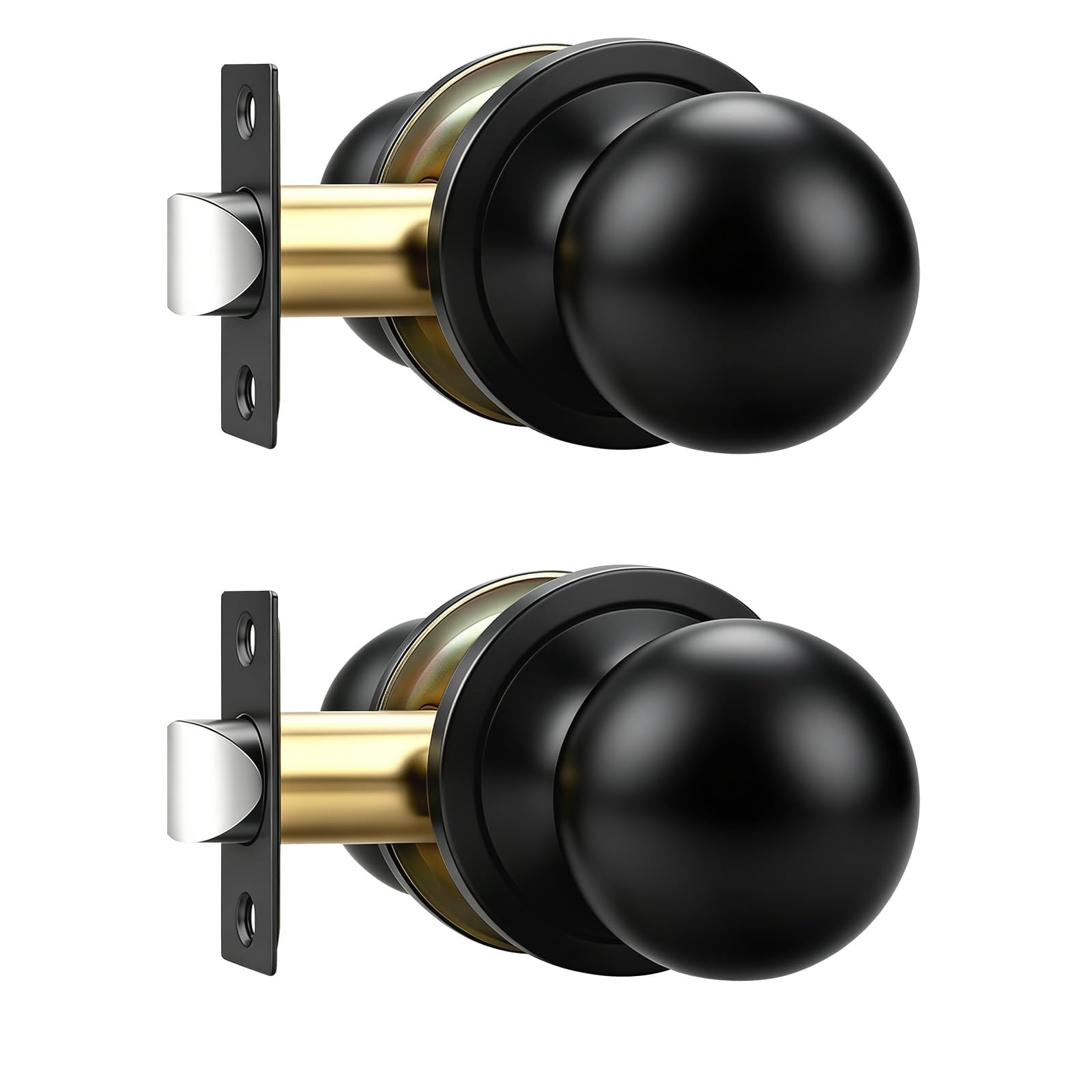 Matte Black Keyed Entry Door Knobs - 2 Pack -25