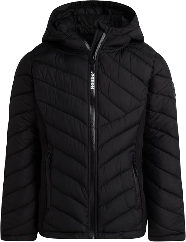 Girls Hooded Quilted Puffer Parka Jacket, Weather Resistant Full Zip
