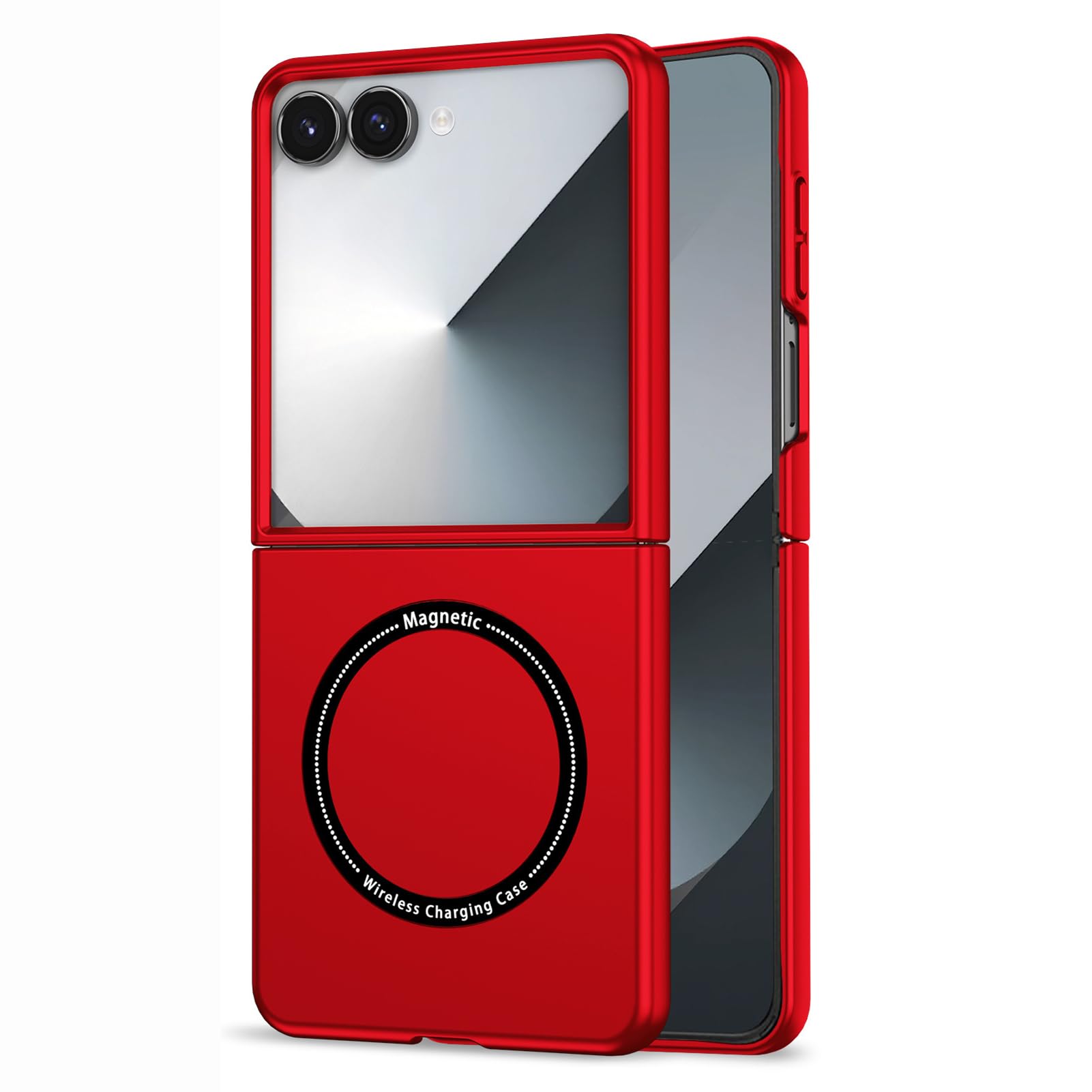LUOTANL Magnetic Case for Samsung Galaxy Z Flip 8, Wireless Charging Shockproof Frosted Anti-Slip Grip Hard Shell,Red,Flip 8