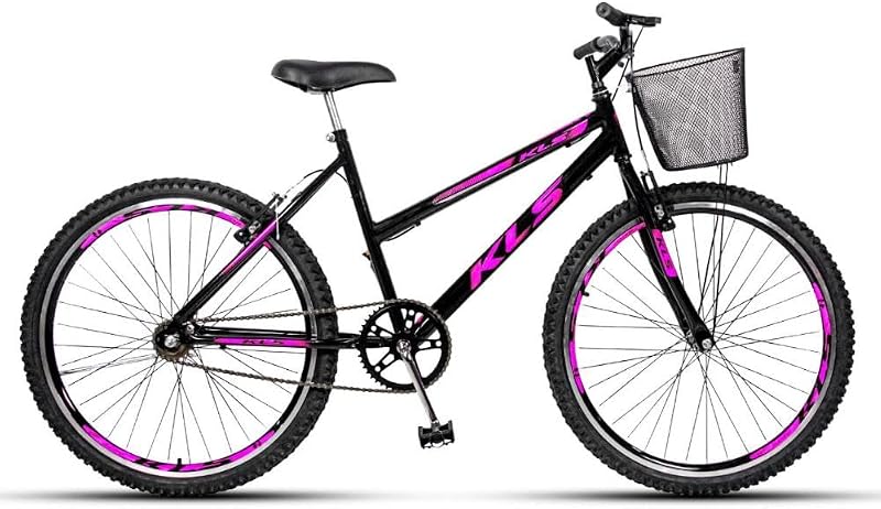 Bicicleta 26 Kls V-brake Sem Marcha Feminina Caixa Box - Preto/pink