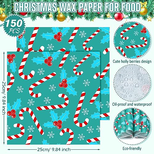 Yahenda 150 Pieces Wax Paper Fall Thanksgiving Halloween Decorative Waterproof Bakery Tissue Grease Resistant Christmas Baking Colored Tray Basket Liners(Fresh Style) - Thumbnail 2