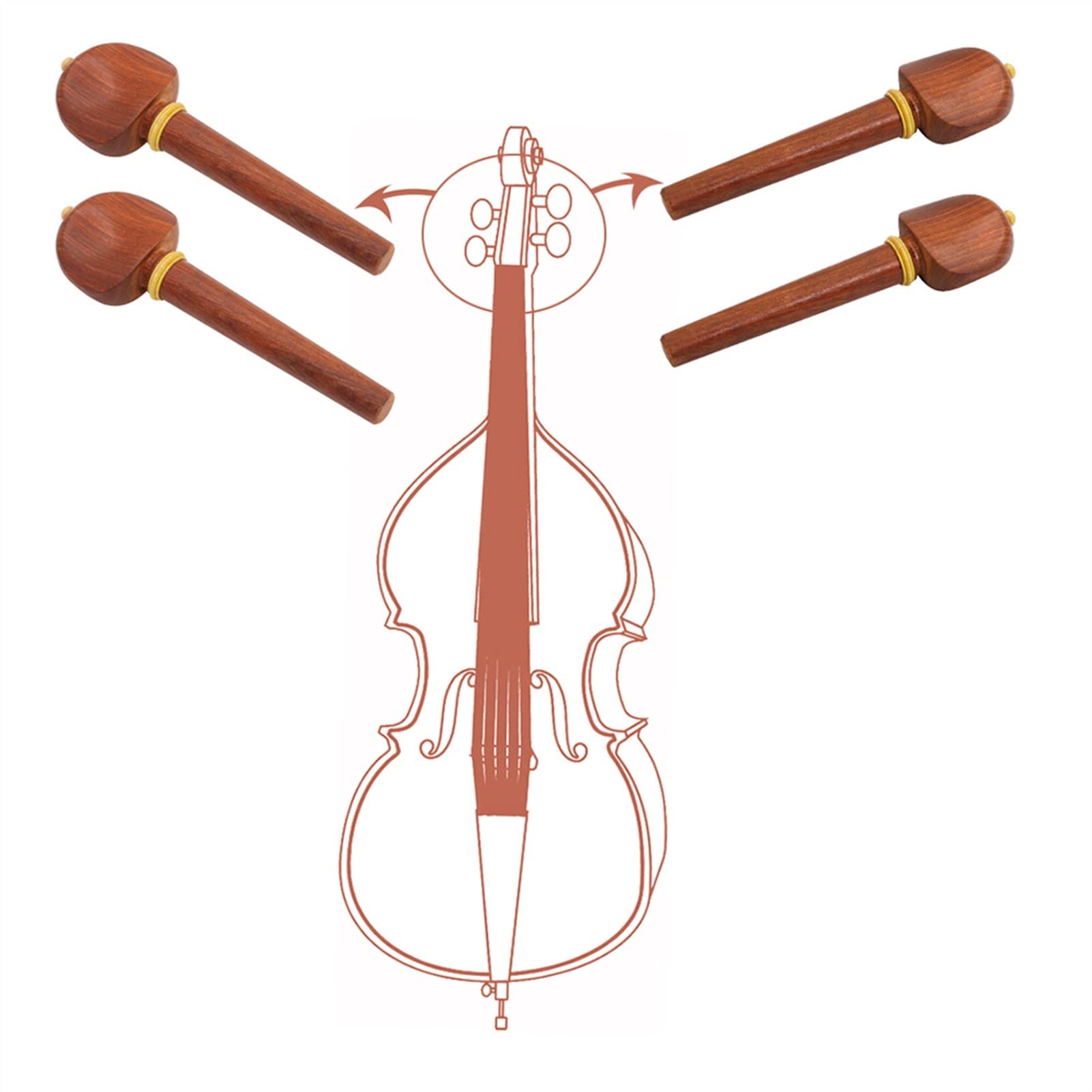 partes repuesto violín Juego De 4 Clavijas De Caoba, Accesorios Para Instrumentos Musicales De Cuerda, Eje De Afinación De Madera Maciza