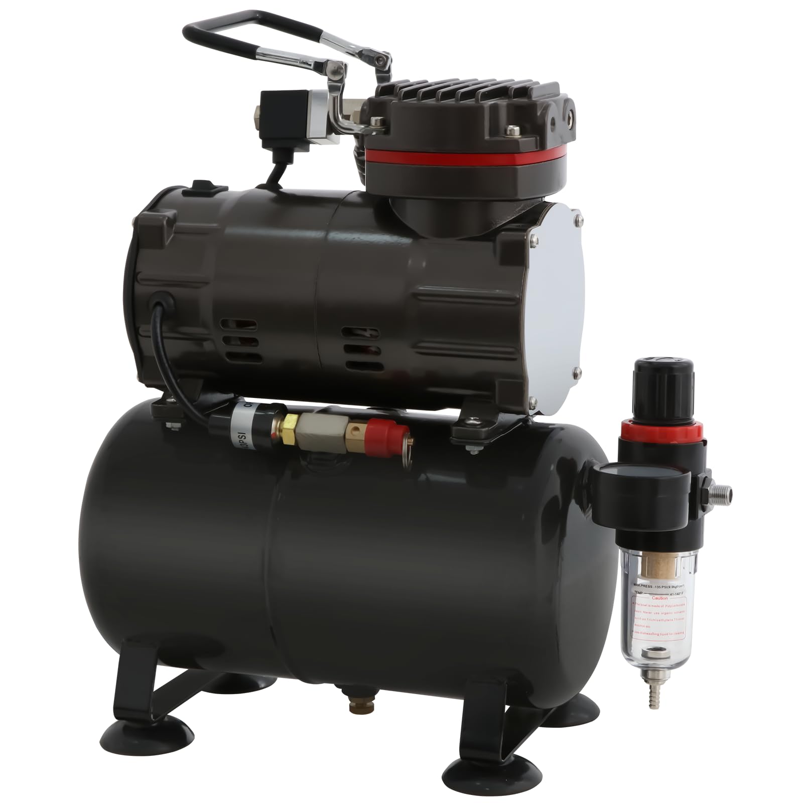 VELPEX Professional Piston Oil-Less Quiet Airbrush Compressor with Air Compressor, for Hobbies Crafts Nail Art Tattoos Cake Decorating Cosmetics Furniture refinishing