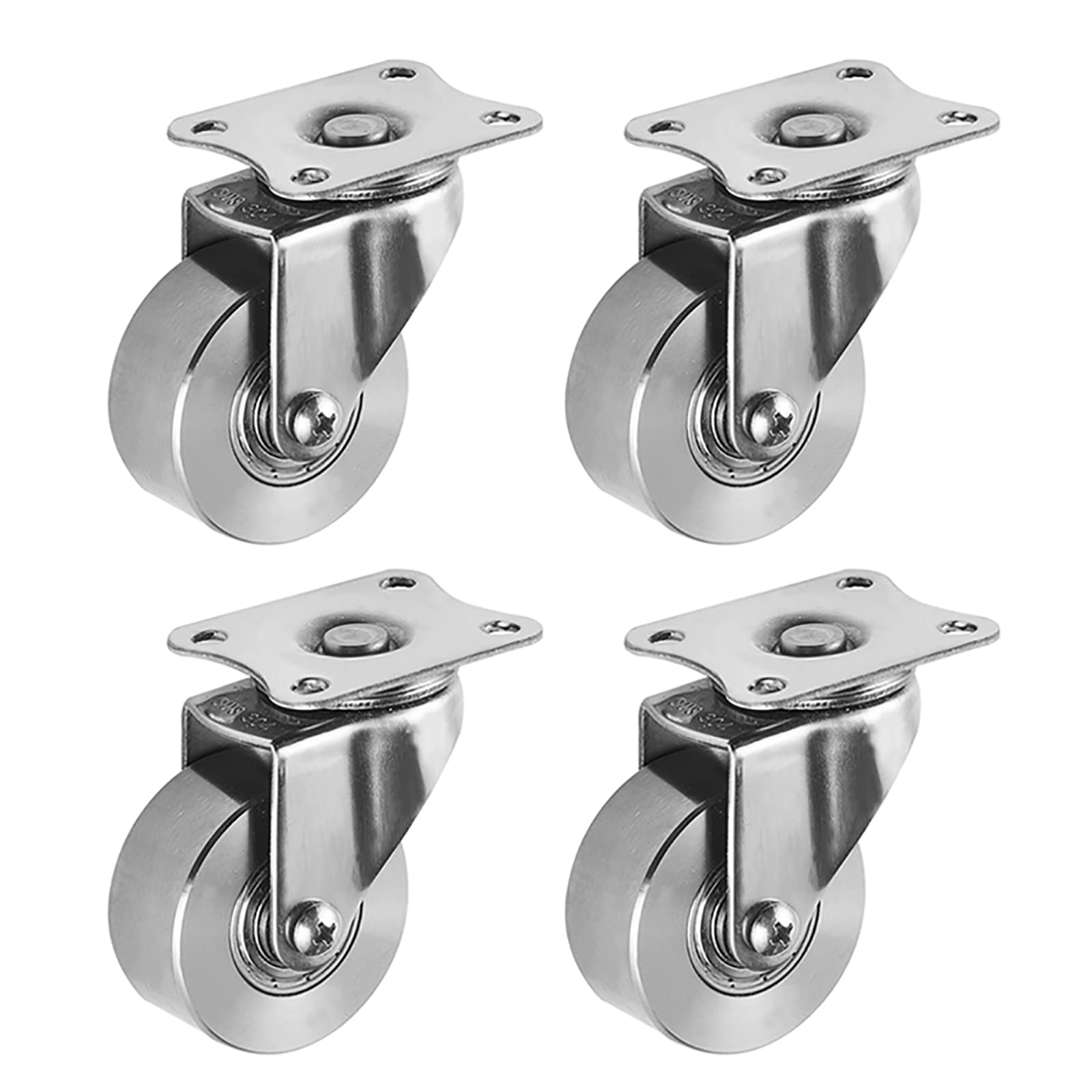 Koła ze stali nierdzewnej 50 mm/2", kierunkowe lub obrotowe/hamulce, elementy zamienne, nośność 50 kg/1 szt., do wózka/stolika nocnego/podnóżka (zestaw 4 szt.)/B (4 szt.)