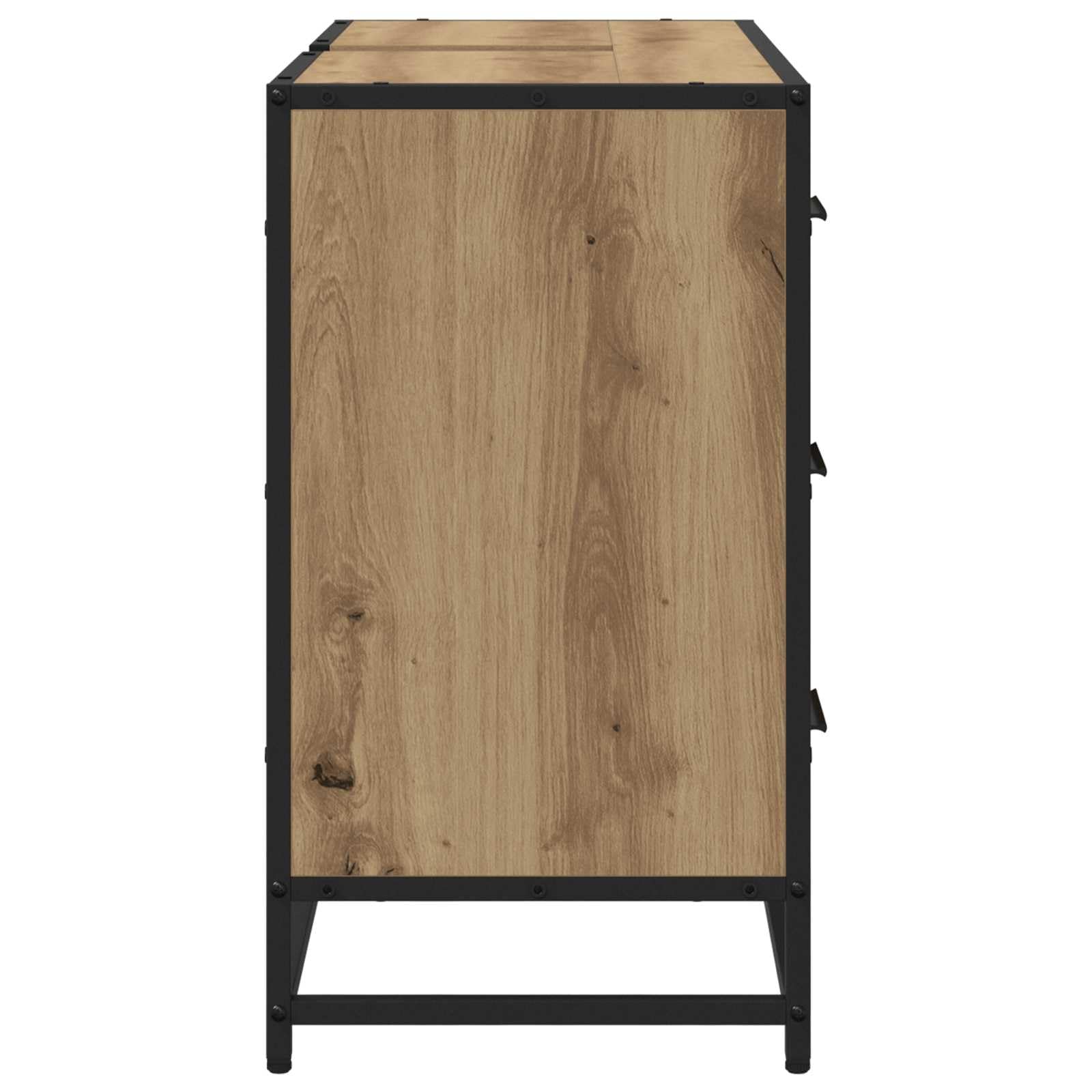 Badezimmerschrank Artisan-Eiche Holzwerkstoff 80 x 33 x 60 cm mit Schublade und Tür, moderner Badmöbel Organizer für Stauraum im Gäste-WC und Wellnessbereich