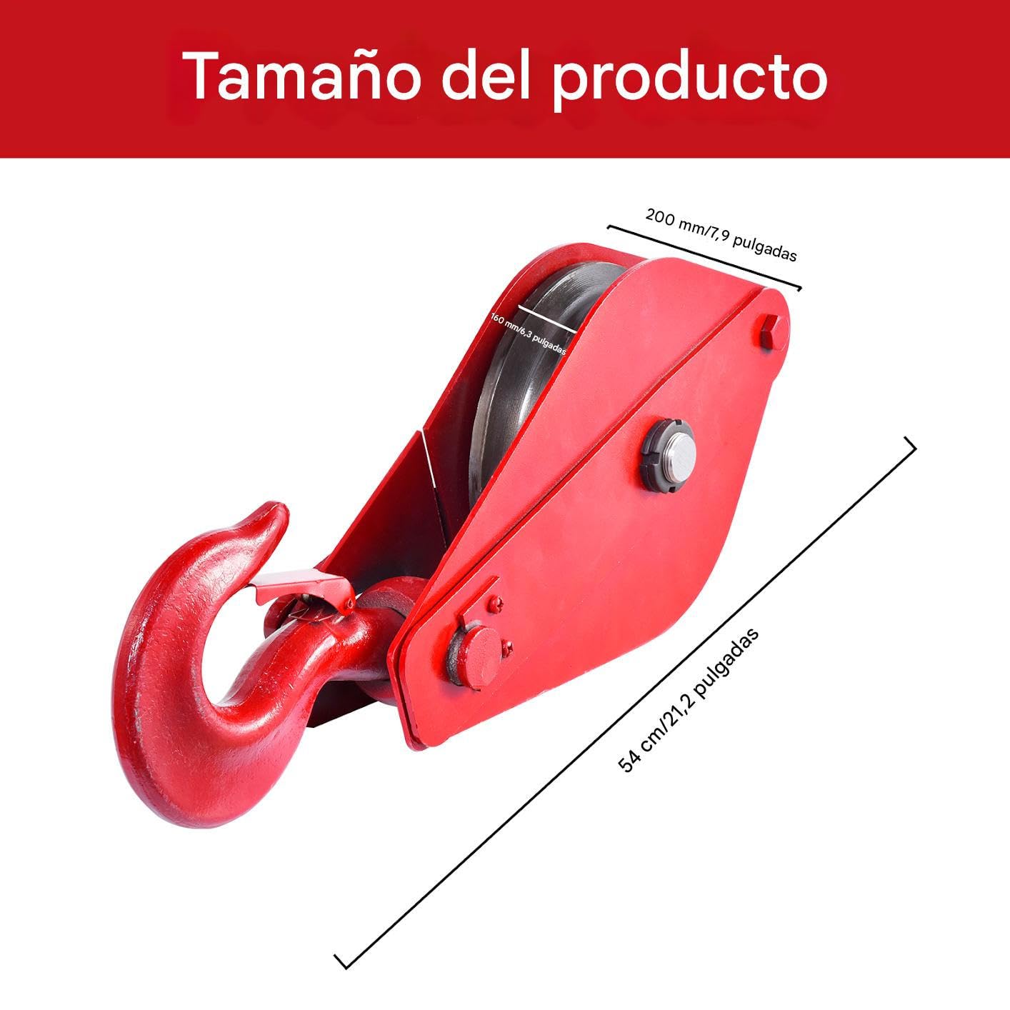 Bloque de polea del cabrestante, polea con gancho,Polea de elevación de 5 toneladas de elevación con gancho - Bloque de rodamiento de cuerda de acero de aleación por cuerda de alambre de 18.5 mm, grúa