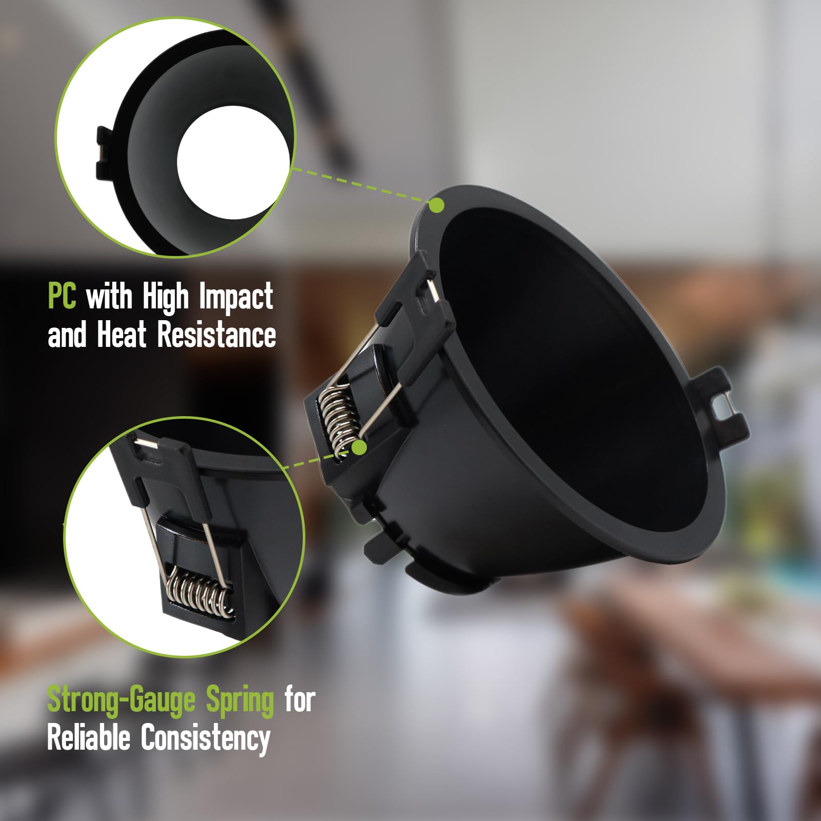 Maxled Light is Led! 10 Szt Oprawka Do Reflektora LED GU10 Ø83mm Materiał PC GU10 Sufitowa Ramka do Zabudowy Montażowa do Montażu Reflektorów Punktowych (Okrągły/Czarny/LED/Halogen)