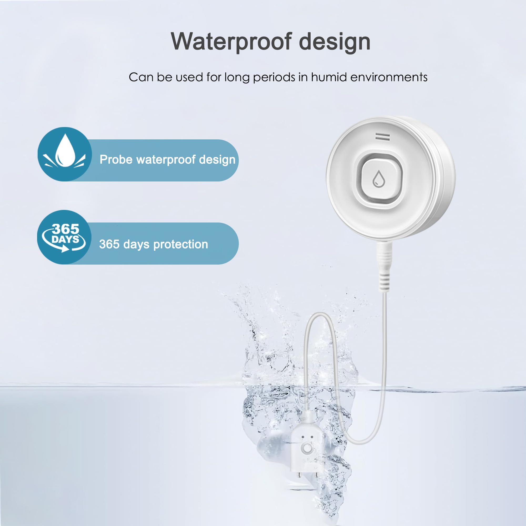 Lot de 2 détecteurs de Fuite d'eau Wi-FI, capteur d'alarme Audio réglable 100 DB, Alarme Sensible Contre Les fuites et Les Gouttes avec e-Mail/Application à Distance, Convient pour la Maison et la
