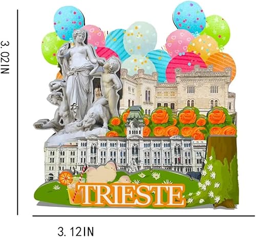 Miniatura 3 de Italia Trieste imán de nevera de madera 3D hitos de viaje coleccionables recuerdos decoración hecha a mano -133