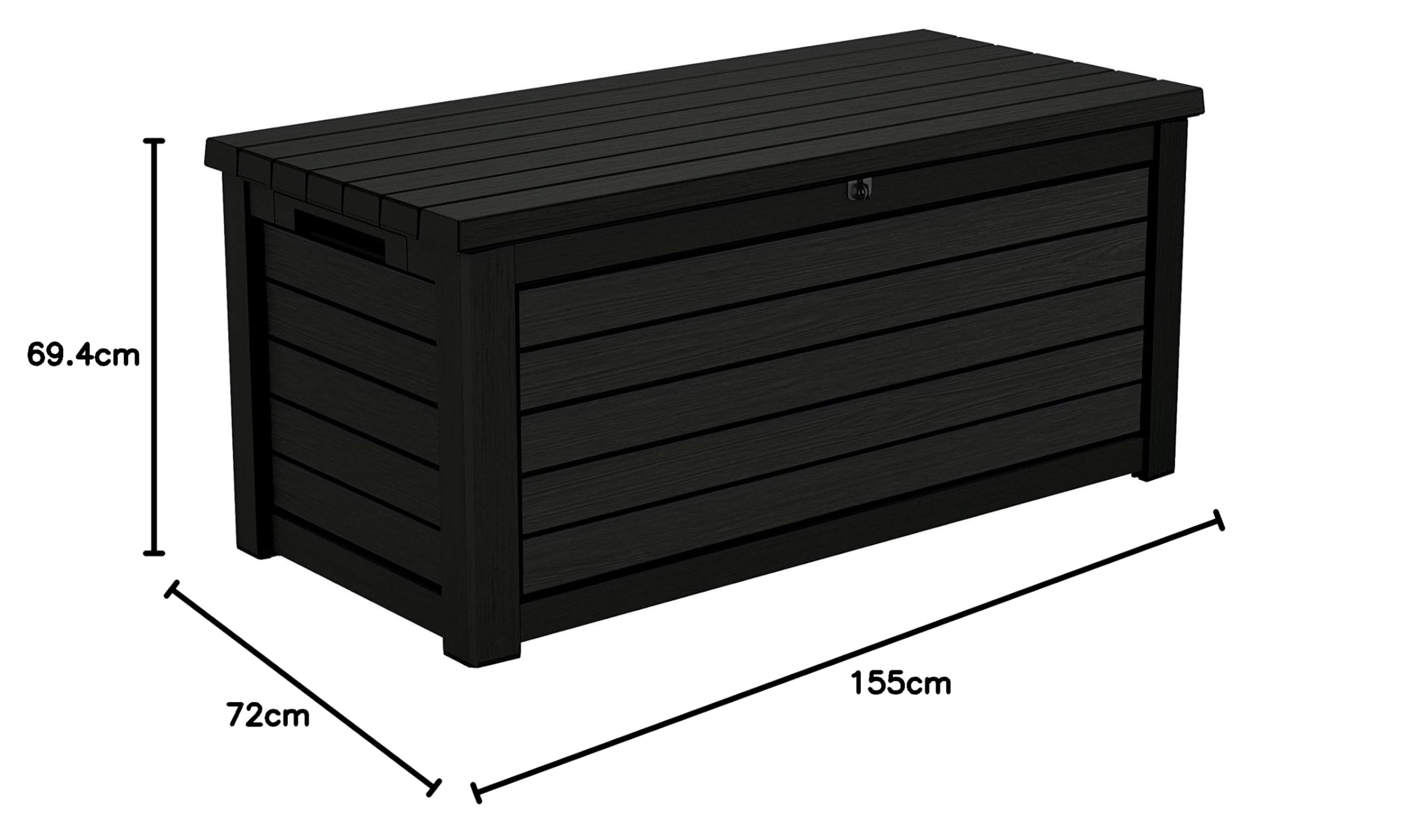 Koll Living Gartenbox/Aufbewahrungsbox 623 Liter, schwarz, weiß oder braun - trockener & belüfteter Stauraum - mit Gasdruckfedern - Deckel bis zu 272 kg belastbar (Schwarz)