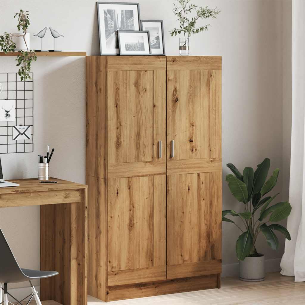 Bücherschrank Artisan-Eiche 82,5x30,5x150 cm Holzwerkstoff Standregal mit Tür 4 Etagen Bücherregal für Wohnzimmer Schlafzimmer Büroorganisation