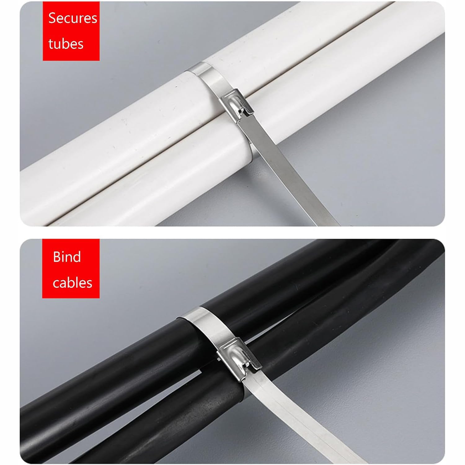1000 Bridas De Metal con Cierre Automático, Bridas para Cables De Acero Inoxidable, Tensor De Cremallera De Metal con Pistola De Amarre, Bridas para Cables Autoblocantes Multiusos, para Vehículos