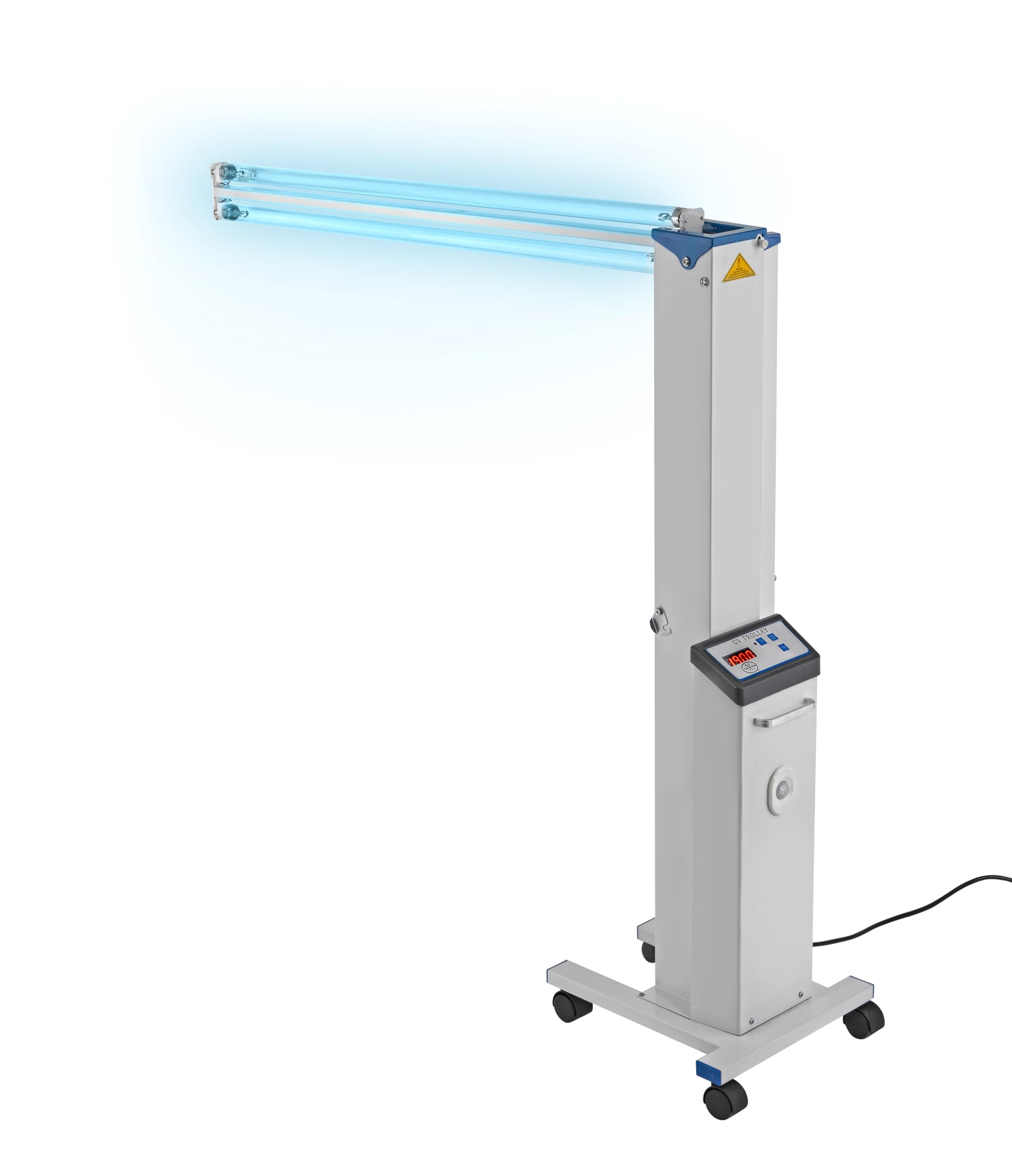 Large Area UV Light Surface Sanitizer - 110W Commercial Use Professional Grade Rolling UV-C Lamp - with Locking Wheels, Timer - EPA Registered, Lab Certified 99.9% Effective - White