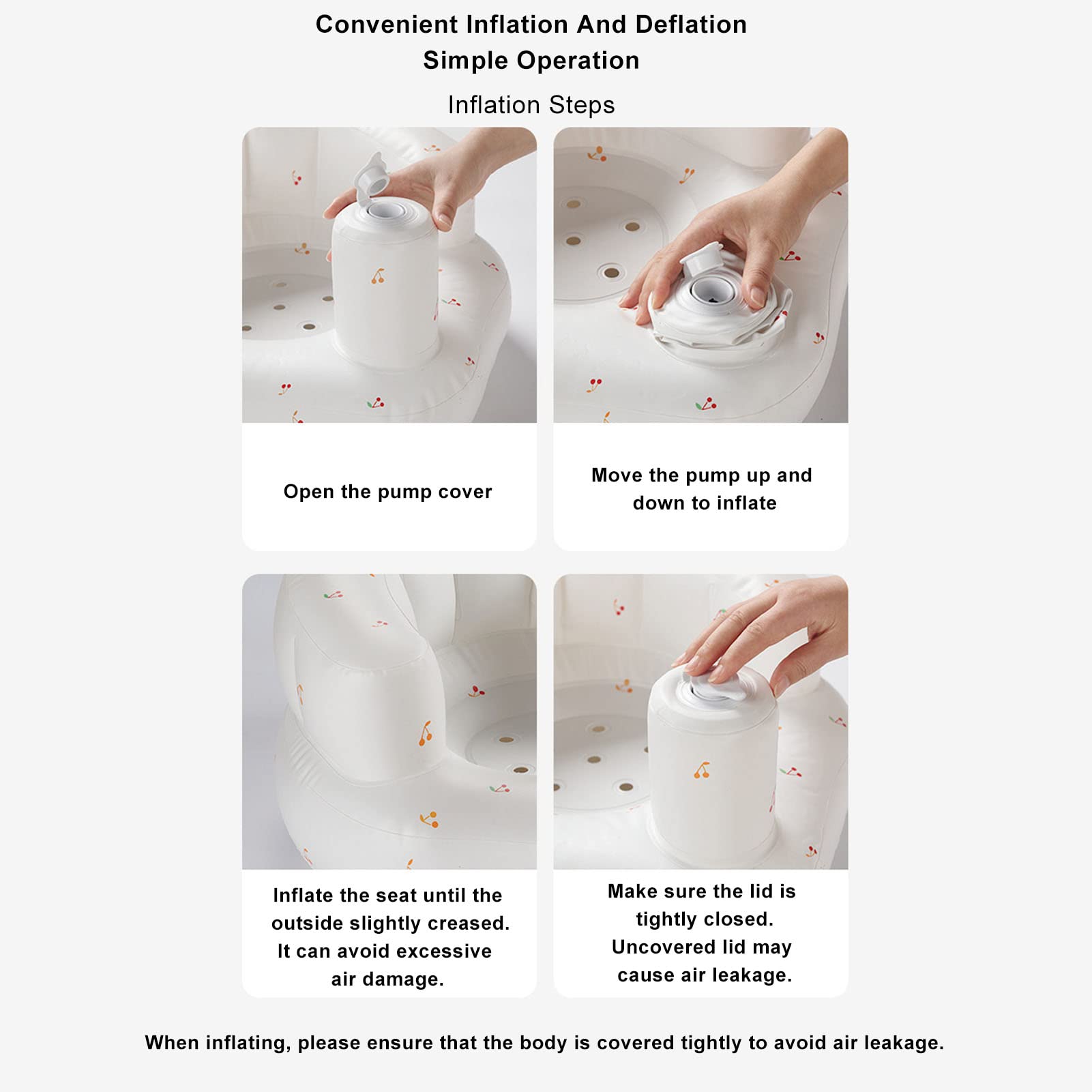 Inflatable Baby Floor Seat, Baby Inflatable Seat Back Support Sofa with Cartoon Pattern Adjustable Chair for Stabilizing Back Easy to Inflate and Carry