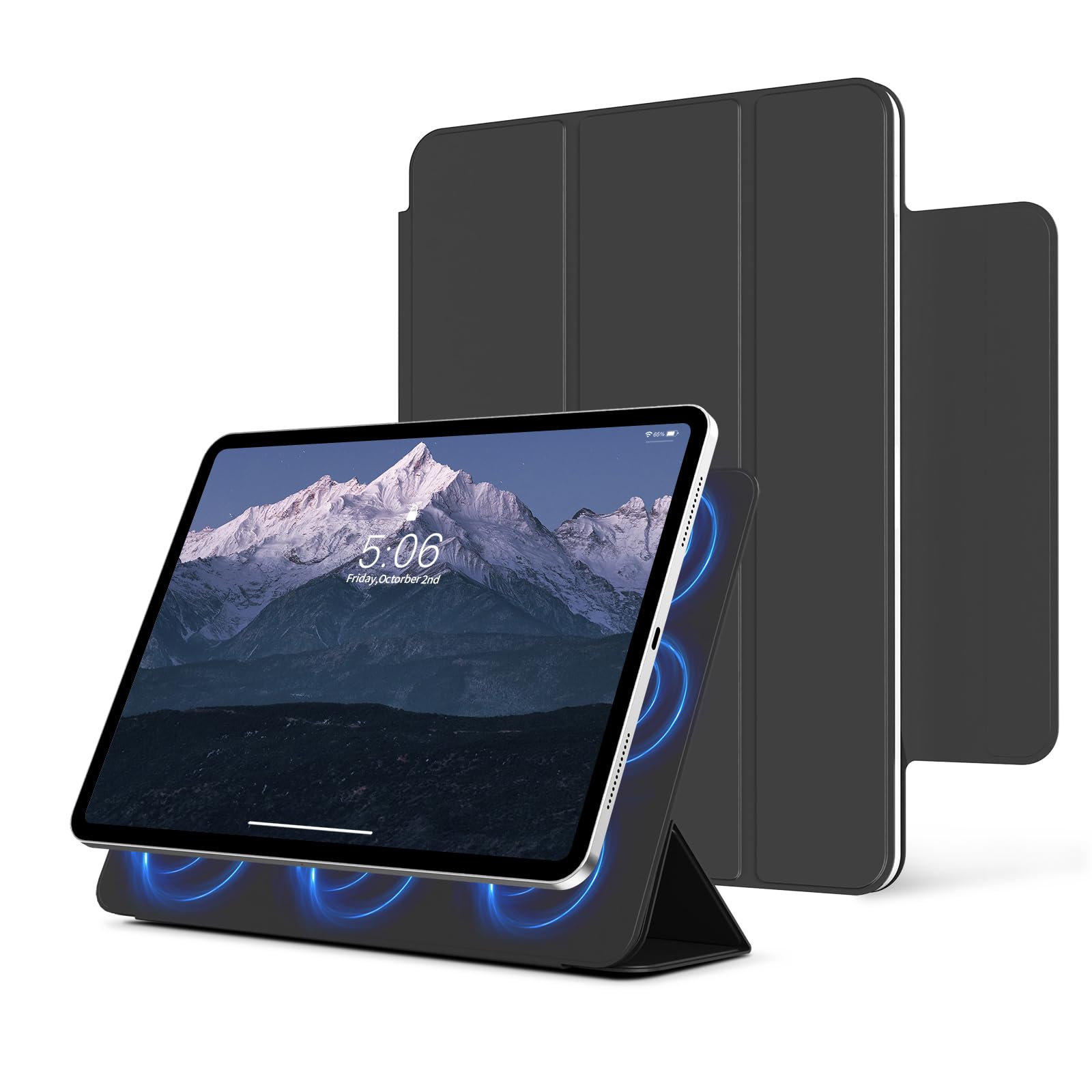KVTVOU Magnetic Case for iPad (A16) 11th/10th Generation (11/10.9 Inch, 2025/2022), Smart Magnetic Attachment, Trifold Stand Rebound Cover, Slim