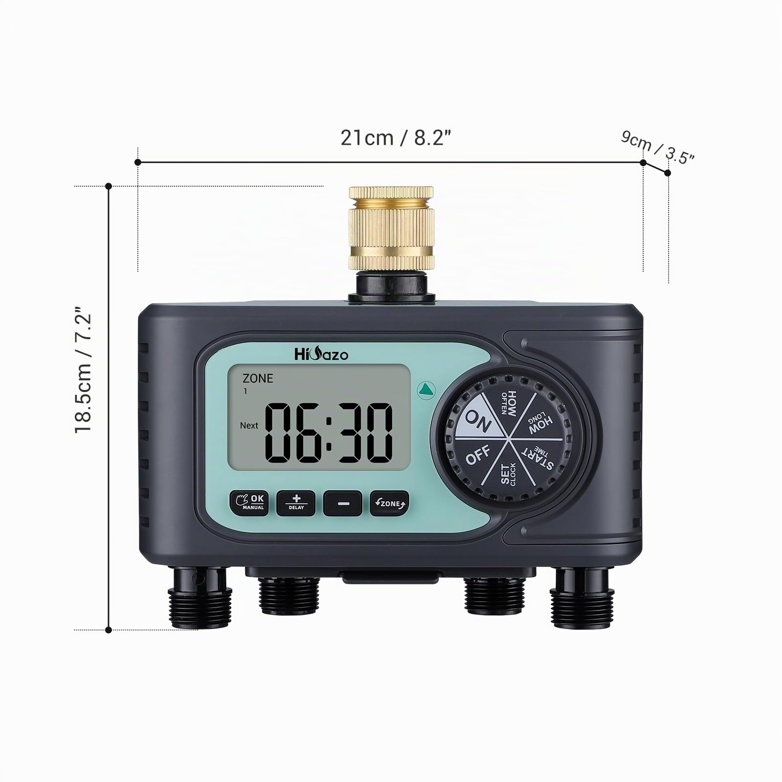 Temporizador de Riego 4 Salidas, Programador riego automatico 4 Programas Independientes, Función Retardo Lluvia, IP54 Resistente al Agua para Jardín, Césped, Invernadero