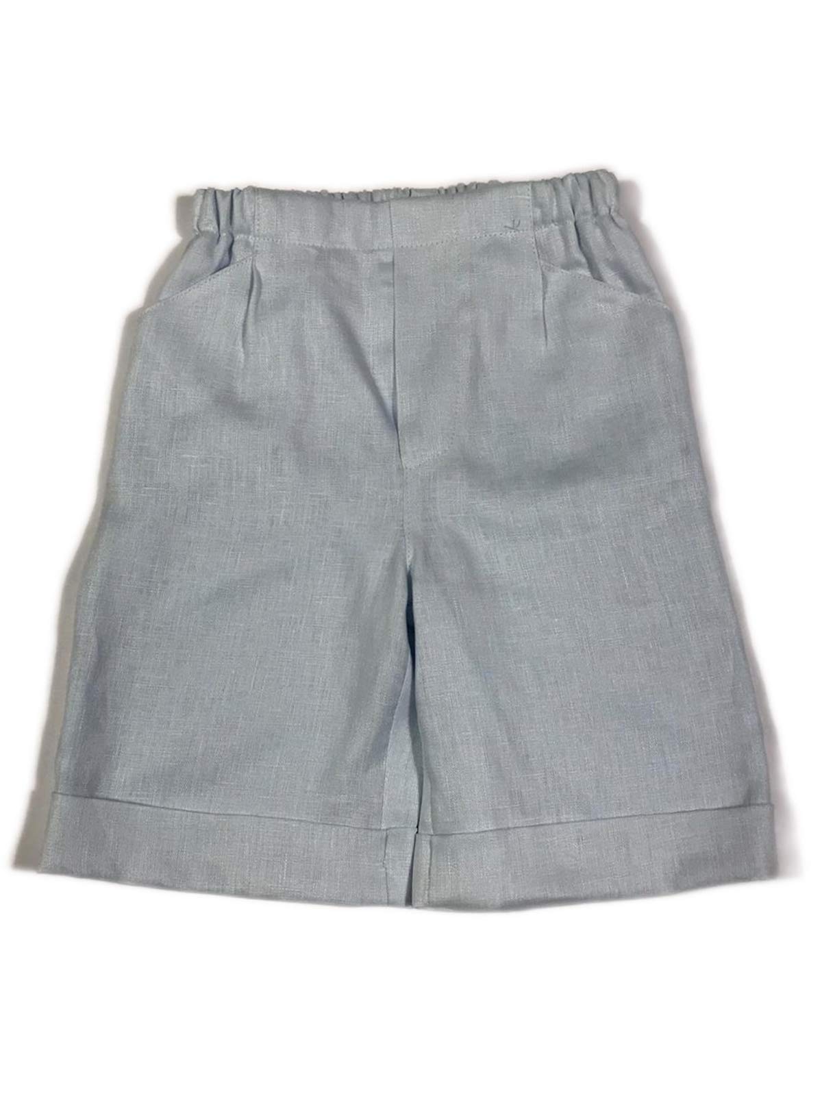 LADIA Completo Celeste-Bianco Bambino per Cerimonia/Battesimo 100% Cotone Filo di Scozia e Puro Lino 12 Mesi