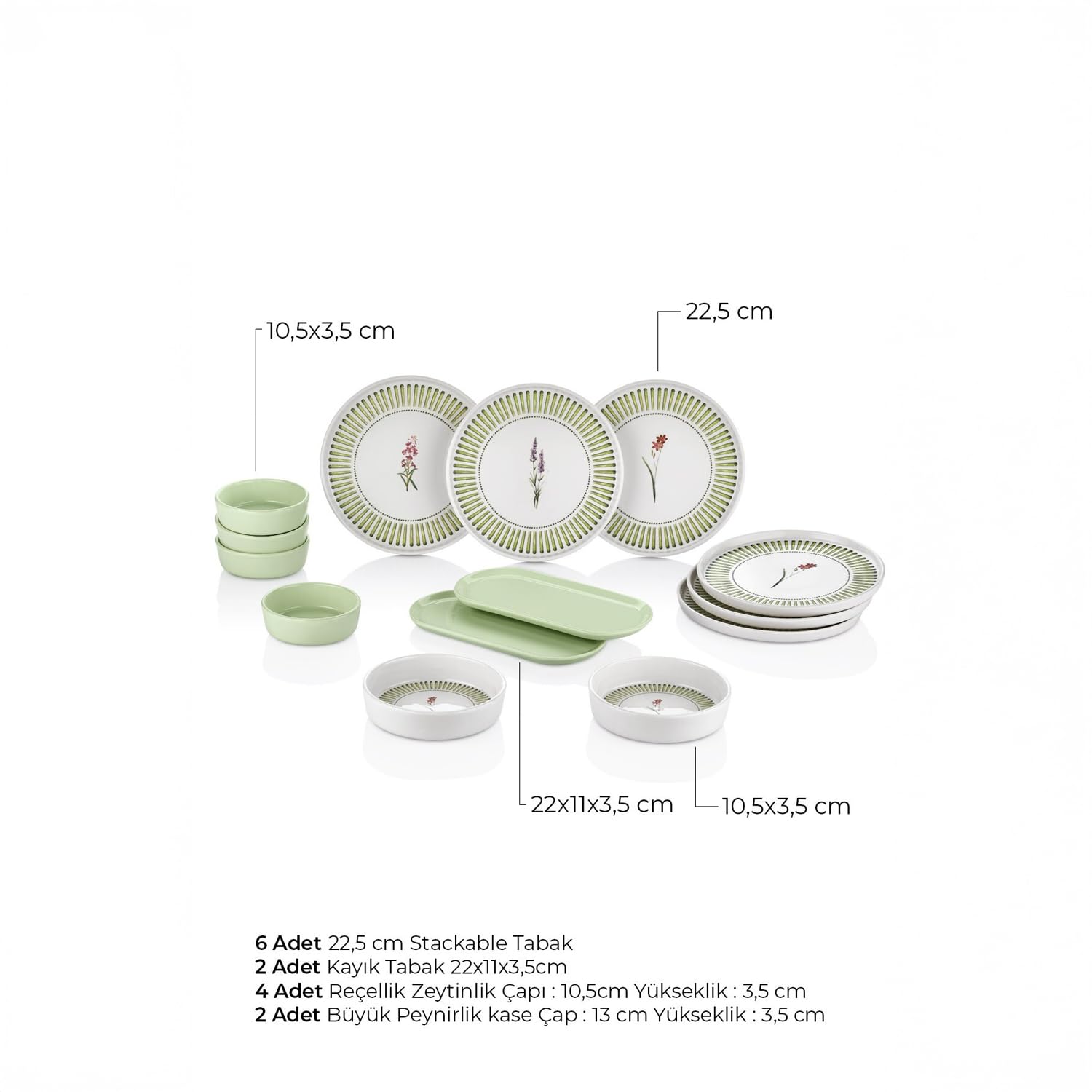 Nordica zestaw śniadaniowy, 14-częściowy, dla 6 osób, można układać w stos, ceramiczne naczynia, glazurowany, trwały, nowoczesny design