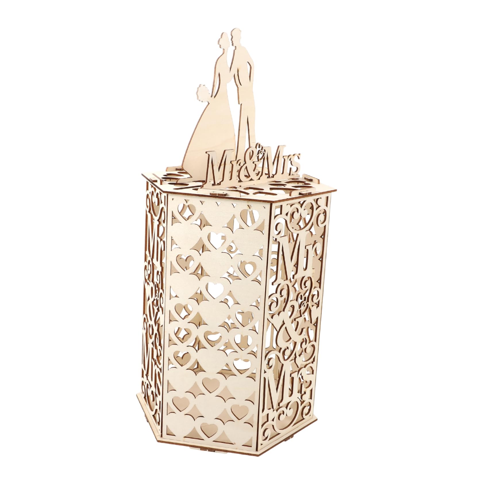 SOLUSTRE Rustic Wooden Wedding Card Box Greeting Cards Holder for Wedding Party Bridal Shower Elegant Design Capacity Stylish and Functional Decor