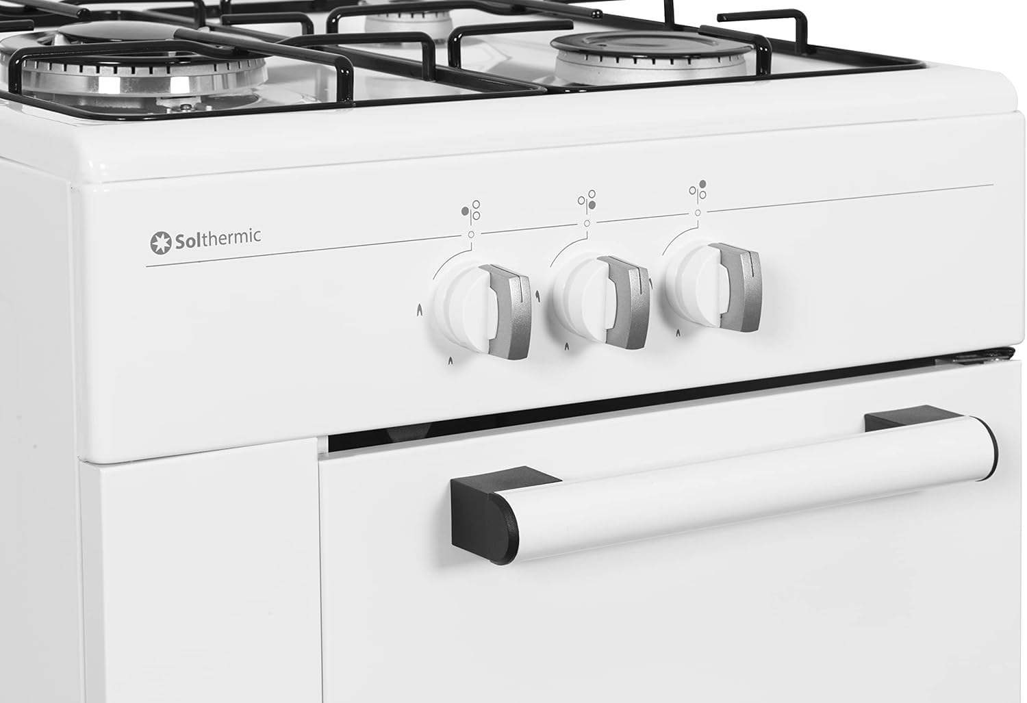 SOLTHERMIC COMBO PACK COCINA GAS PORTABOMBONA 3 FUEGOS BLANCA 50X50 + CAMPANA 60 BLANCA / 50 CM/GRAN CAPACIDAD EXTRACCION/ALTA GAMA