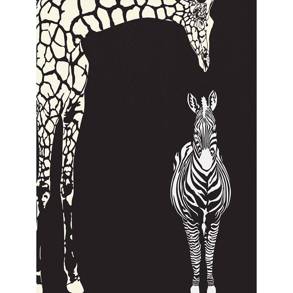 Wee Blue Coo Painting Illustration Abstract Zebra Giraffe Zoo Art Print Poster Wall Decor 12X16 Inch