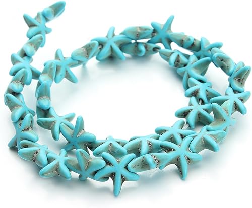 Miniatura 3 de Cuentas náuticas de estrellas de mar de howlita de colores surtidos para niñas aproximadamente 38 unidadeshebra 0.512in x 0.512in