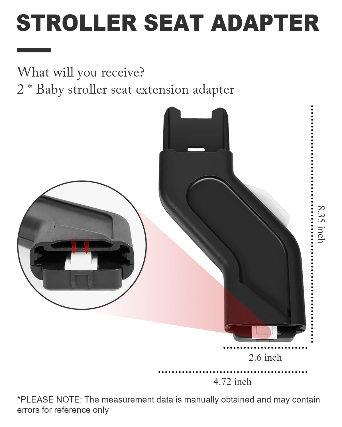 Accessoires adaptateurs supérieurs compatibles avec UPPAbaby Vista, Vista V2, Vista V3 poussette/berceau, siège auto pour bébé (Aria, Mesa V2, Mesa Max) — Non compatibles avec d'autres modèles