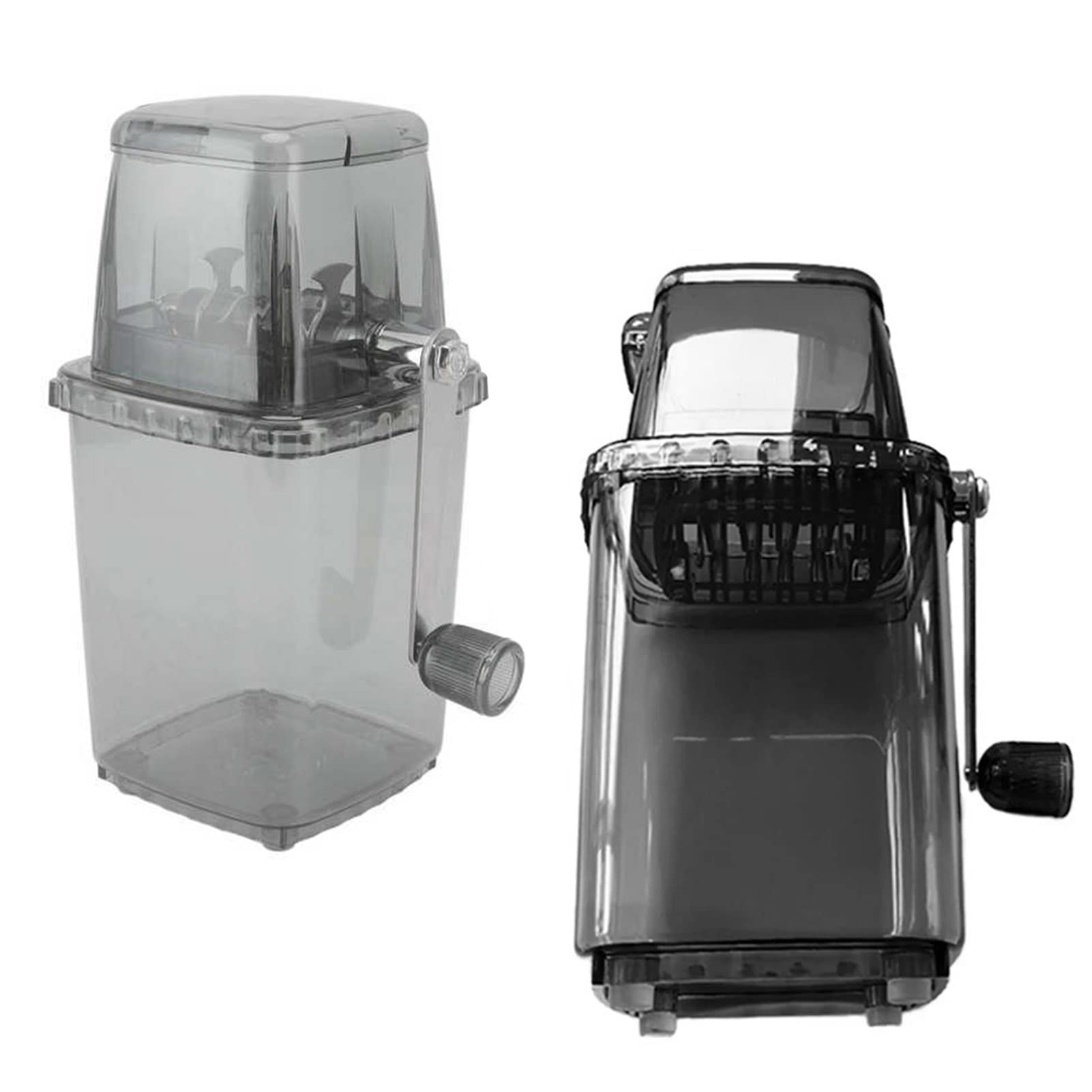 Tritaghiaccio da 1,25 litri, tritaghiaccio manuale portatile, tritaghiaccio con lame in acciaio inossidabile, tritaghiaccio per ghiaccio tritato domestico (Nero trasparente)