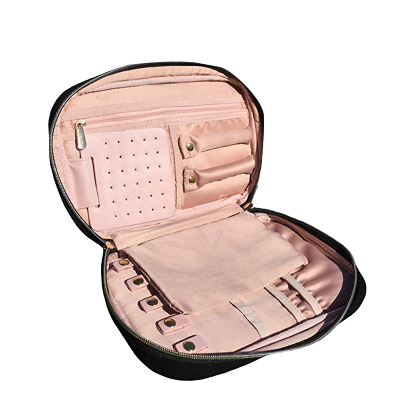 Portagioie da Viaggio Multifunzione, Organizer Leggero in Nylon Nero