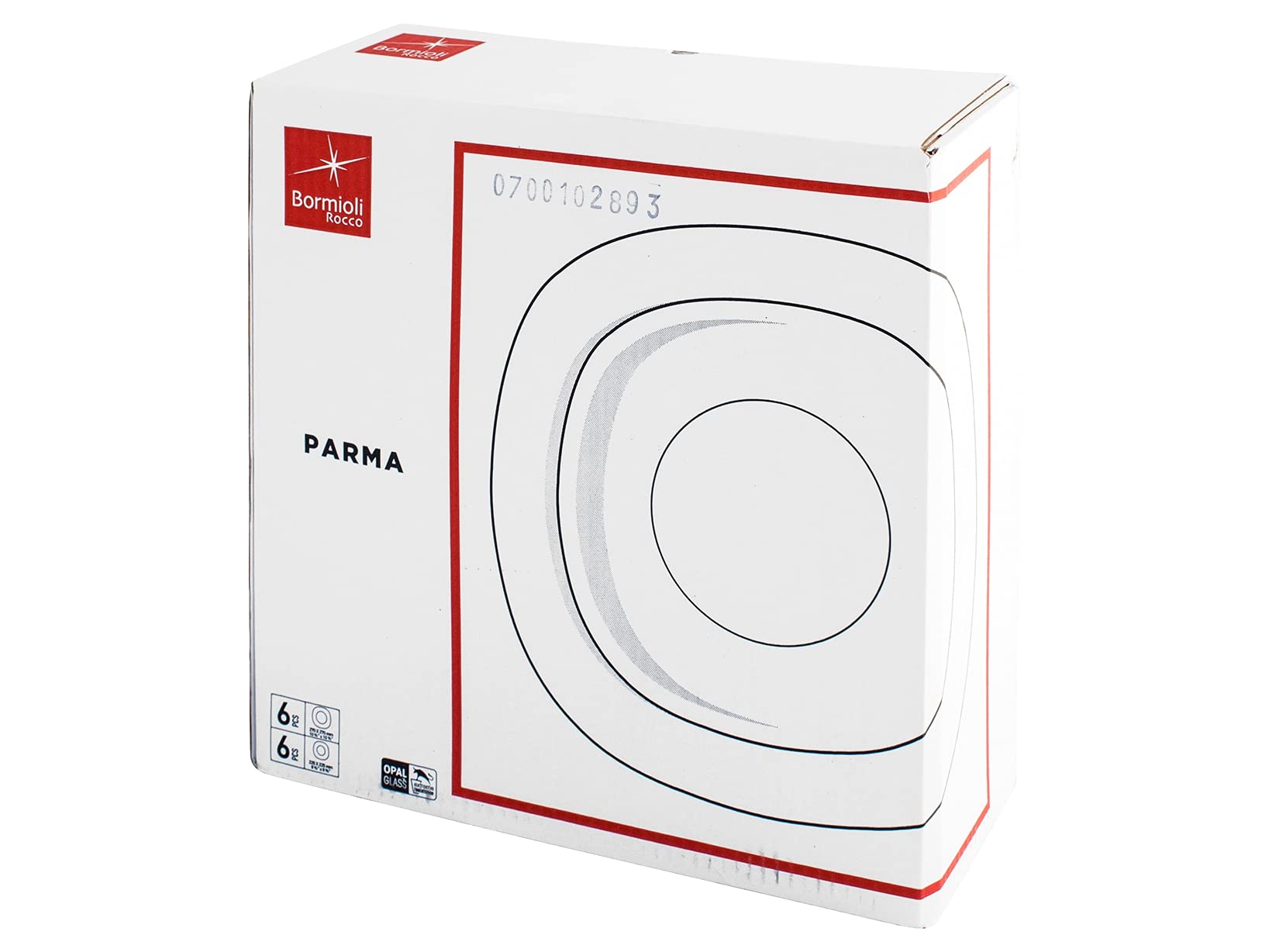 BORMIOLI ROCCO Servizio Tavola 12 Pezzi, Parma, Vetro Opale, 27 cm