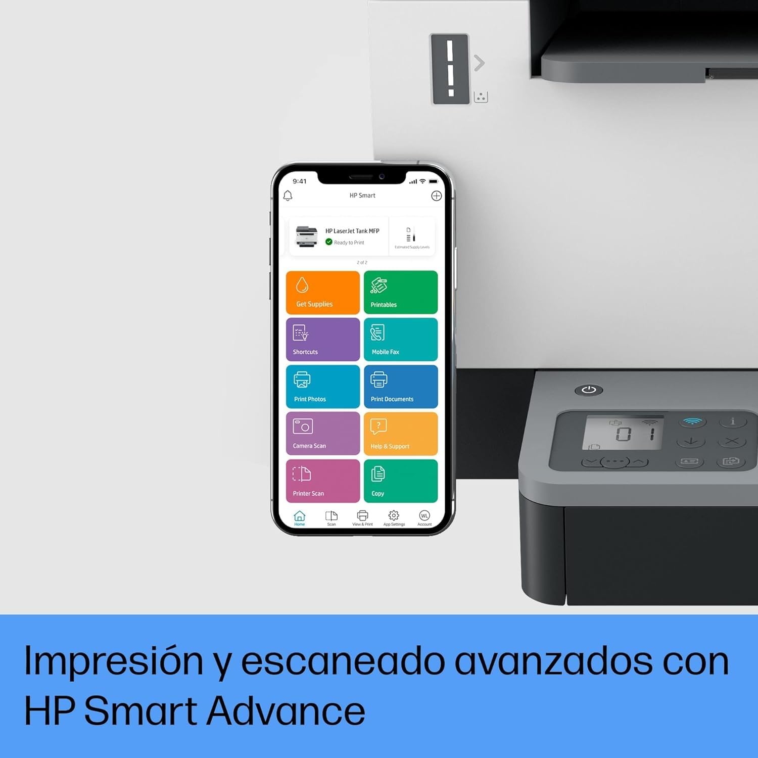 HP LaserTank 2604sdw, 381V1A, Impresora Monocromo Multifunción con Tóner Integrado de Recarga Rápida, Doble Cara Automática, 22 ppm, hasta 5000 Páginas, Escáner, Wi‑Fi, USB, Blanca