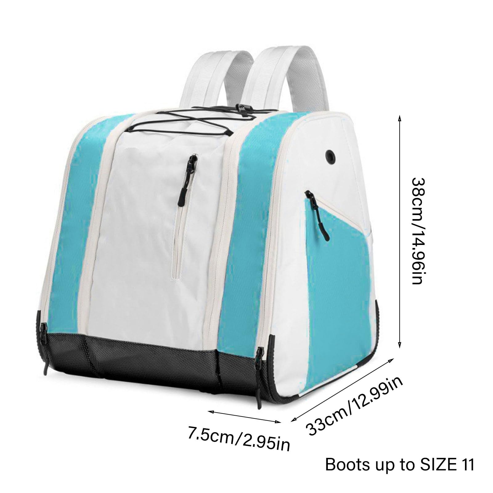 1 zaino ventilato per scarponi da sci con cinghie regolabili, tessuto Oxford impermeabile per viaggi all'aperto e sport, spaziosa borsa da viaggio