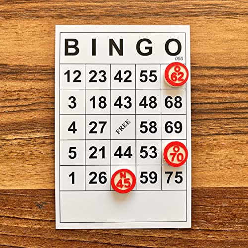 SEETOOOGAMES Vintage Wooden Bingo Game Set-120 Bingo Number Cards and 75 Chess – Image 4