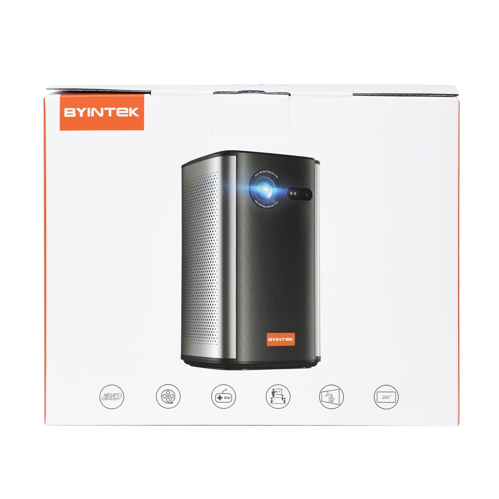 BYINTEK P70 Mini Proiettore 3D Corpo in Metallo, HD LED Wifi Proiettore Portatile Alimentato a Batteria, Supporta 1080P 4K, Sistema Operativo Android 9.0, Display Wireless, con Custodia e Treppiede