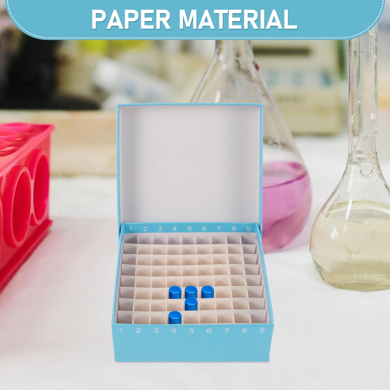 Amosfun 5 Pezzi Scatola Per Tubi Criogenici Piccolo Laboratorio Supporto Per Tubi Congelare Riutilizzabile Supporto Criogenico Per Provette Da Centrifuga Congelatore Plastica