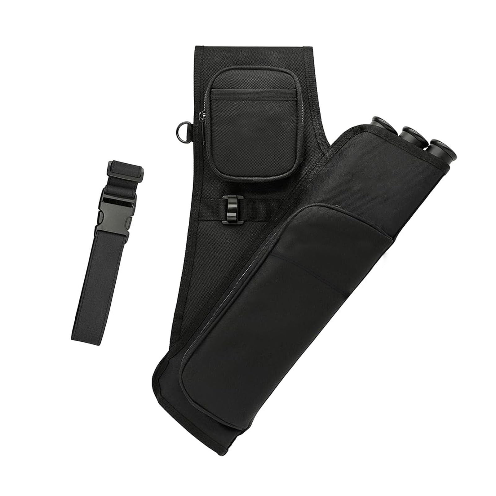 KURUGEILI 3-Tubes Hip Quiver Waist Hanged Archery Arrow Carry Bag with Pockets Adjustable Belt for Hunting, Target Practice, and Outdoor Shooting, Fits Both Youth and Adults