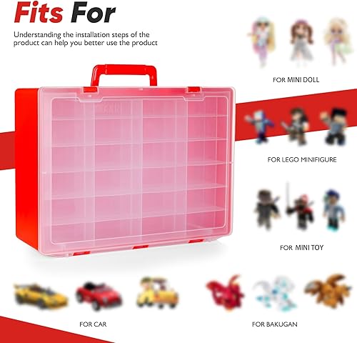 Miniatura 10 de RHCOM Organizador de juguetes, 72 compartimentos. Caja de almacenamiento de juguetes compatible con autos de ruedas calientes, autos de caja de