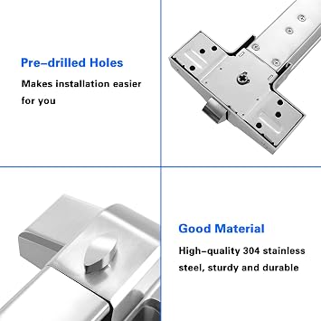 Futchoy Hardware Push Bar, Panic Bar Exit Device Stainless Steel Commercial Emergency Push Bar for 30-36 Wood Metal Doors (Silver)