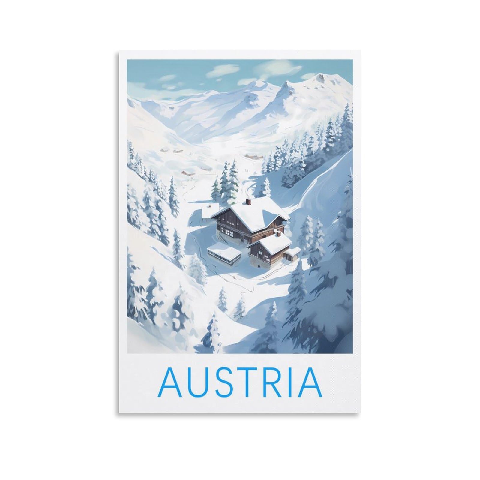 Orbana Unframe-Style Austria Vintage Travel Posters Ski 08X12inch(20X30cm) Canvas Print For Living Room, Bedroom, Dorm, Home, Office Wall Decoration