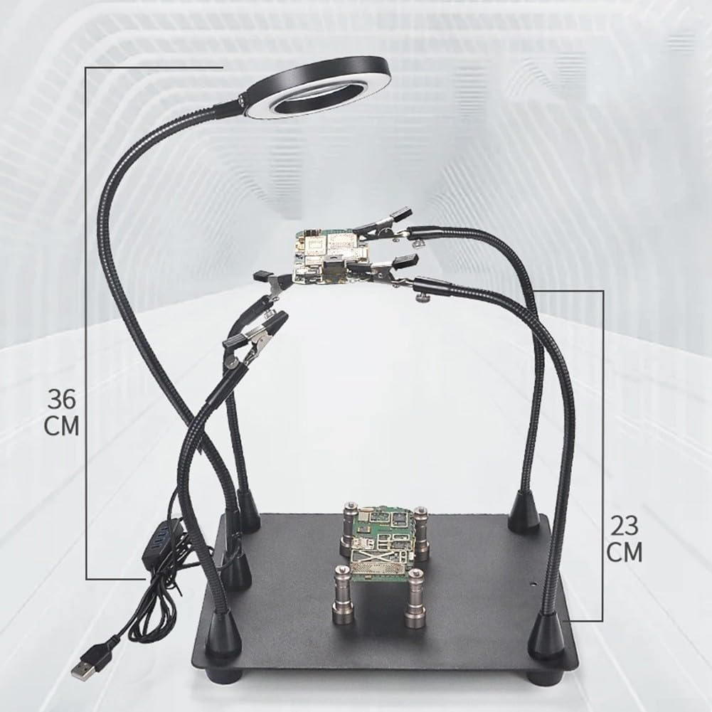 Supporto per PCB regolabile con lenti 3X per saldatore, telefono, laptop, scheda madre, strumento di fissaggio, base resistente