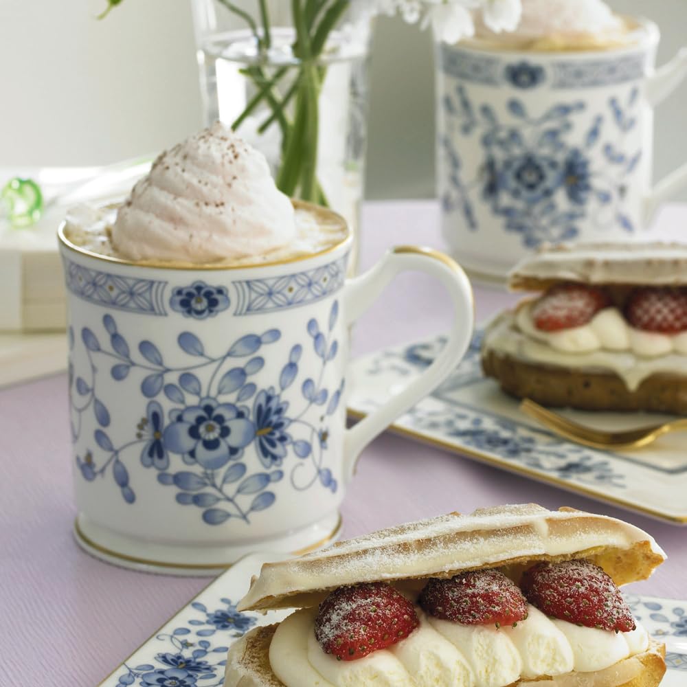 Amazon｜NARUMI(ナルミ) マグカップ ミラノ 330cc ブルー 花柄 梅の花