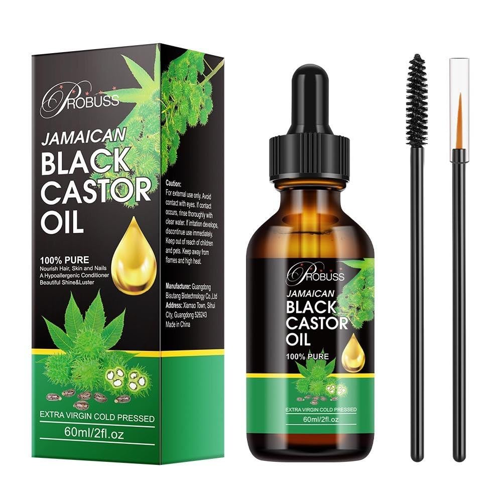 Jamaican Black Castor Oil, 100% Pure Extra Virgin Cold Pressed, 2fl oz/60ml, for Hair Growth and Scalp Care