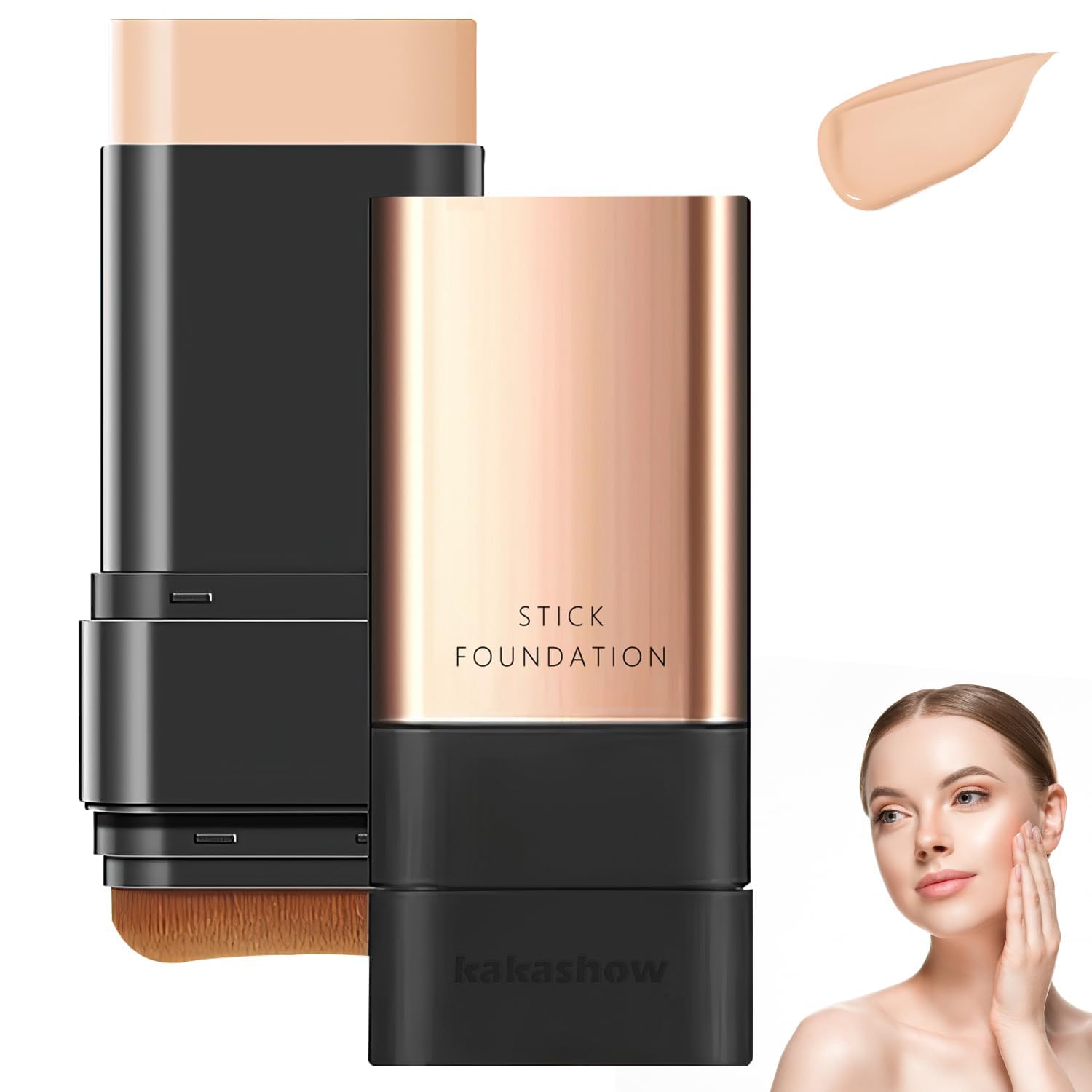2 in 1 Luxury Anti-Wrinkle Foundation Stick, Long-Lasting Double Head Foundation Make Up Stick with Brush, (Natural, 1 PCS)-picture-36