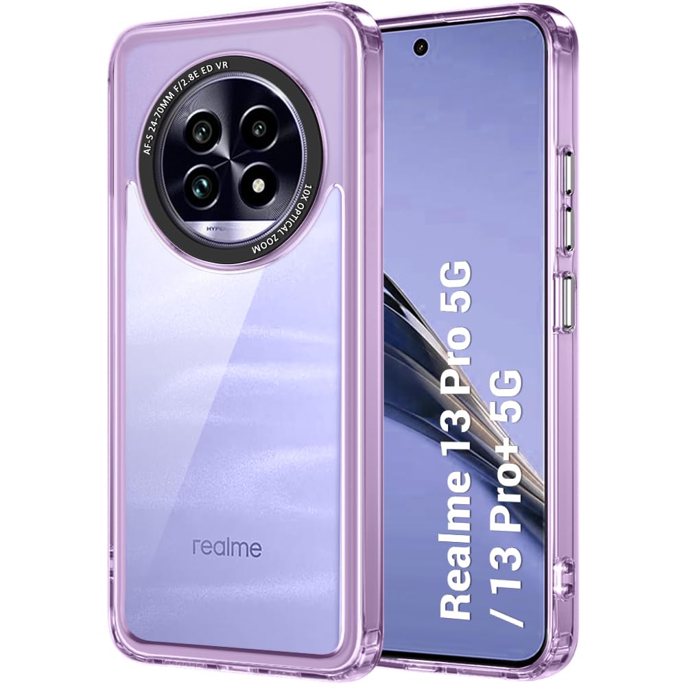 TheGiftKart Hybrid ShockProof Back Cover Case for Realme 13 Pro / 13 Pro Plus 5G | Stylish Camera Border | Plated Buttons | Crystal Clear Hard Back Case for Realme 13 Pro/Plus (TPU & PC,Purple Bumper) (B0DBVY9PD9) Amazon Price History, Amazon Price Tracker