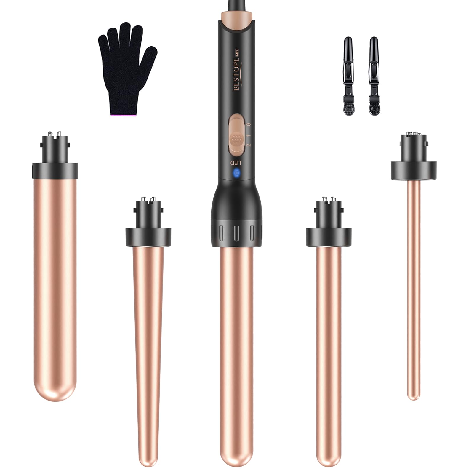 Lockenstab Set mit Verschiedenen Aufsätzen für Große und Kleine Locken,