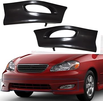 1 Pair S Style Front Bumper Lip Splitter Chin Spoiler Body Kit Replacement for Corolla 2005 2006 2007 2008