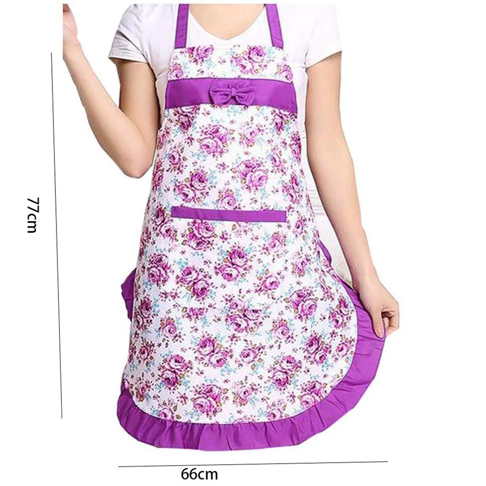 Grembiule da cucina a prova di olio per le donne regolabile cucina cucina caffè fiore stampato Bowknot grembiule pulizia con tasca